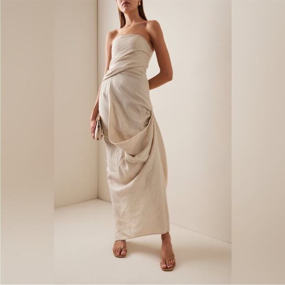 STAUD Dresses & Skirts - Staud Caravaggio Drap Linen Dress